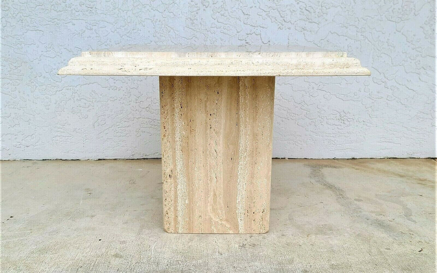 Midcentury Italian Travertine Side End Table by Stone International