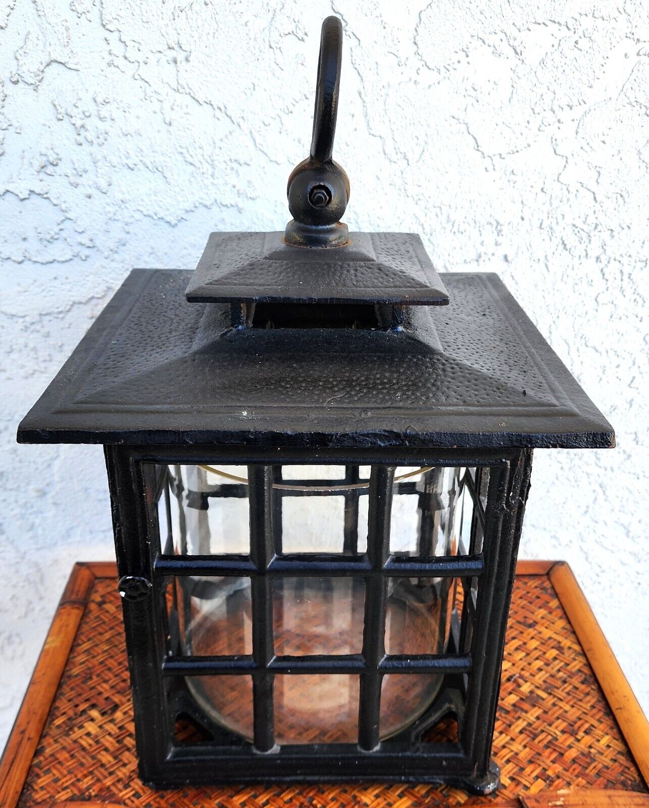 Iron Candle Lantern Mid Century Huge 30 Pounds