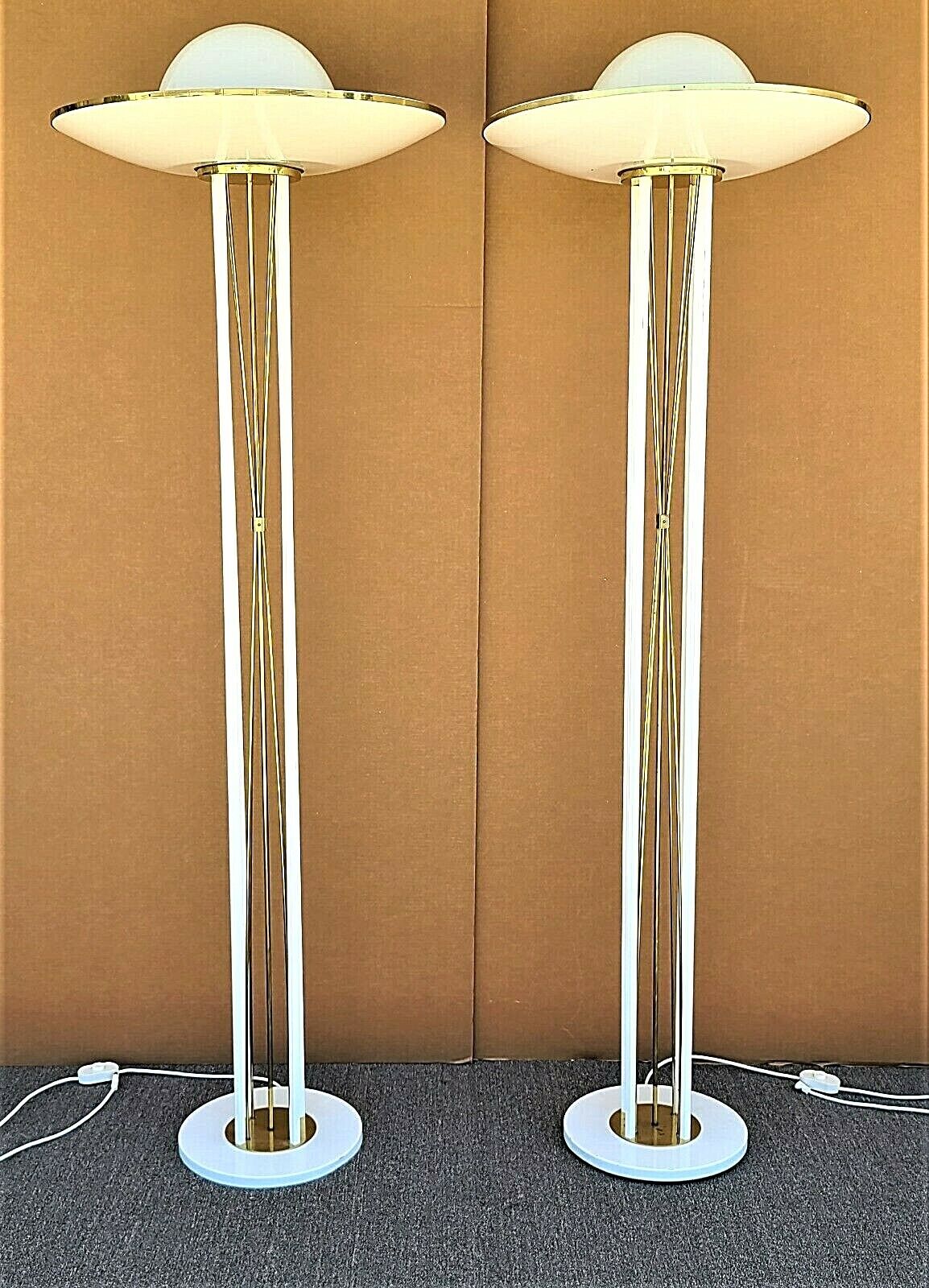 Pair of Massive 1970's Reggiani Italian Style Torchiere Floor Lamps