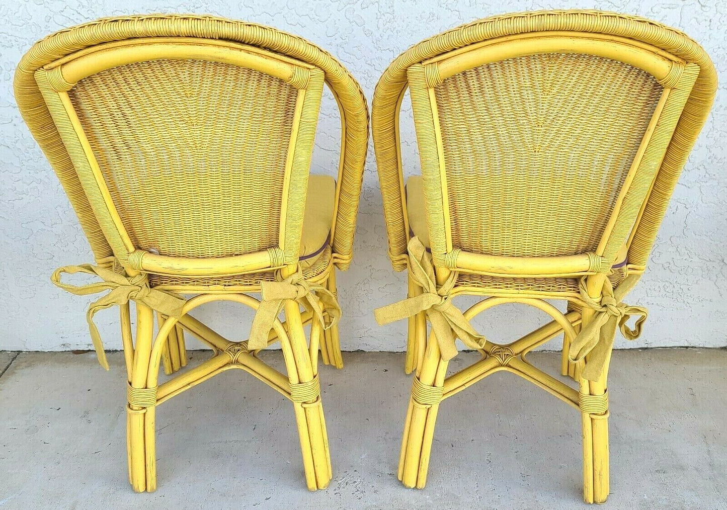 PALECEK Weather Resistant Wicker Dining Chairs w Washable Cushions - Set of 4