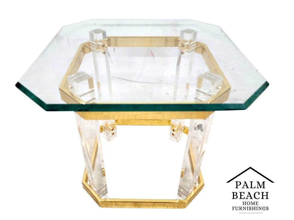 Lucite Side Coffee Table CHARLES HOLLIS JONES Style 24 Karat Gold Plated Petite