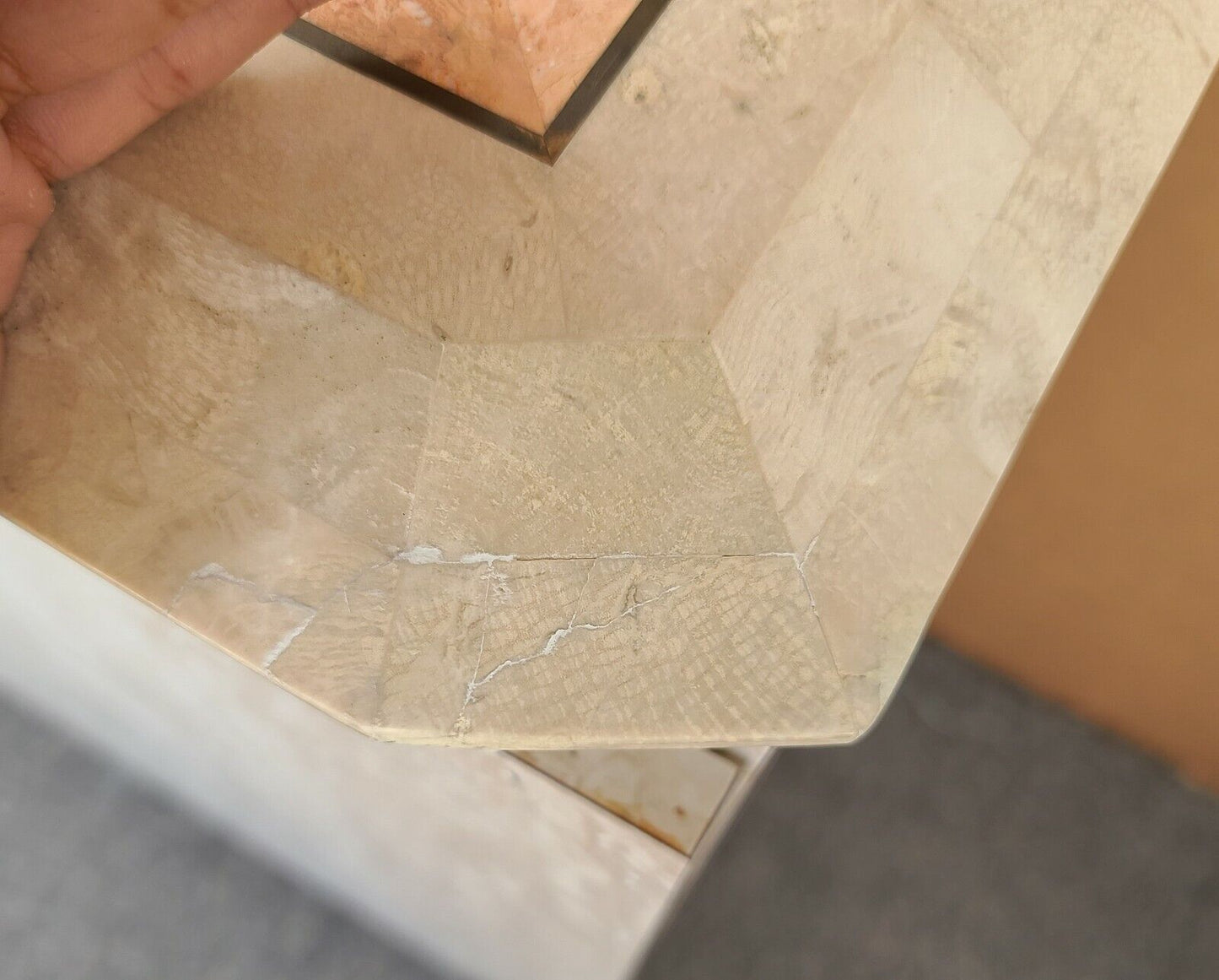 Sideboard Credenza Maitland Smith Style Tessellated Stone & Faux Travertine