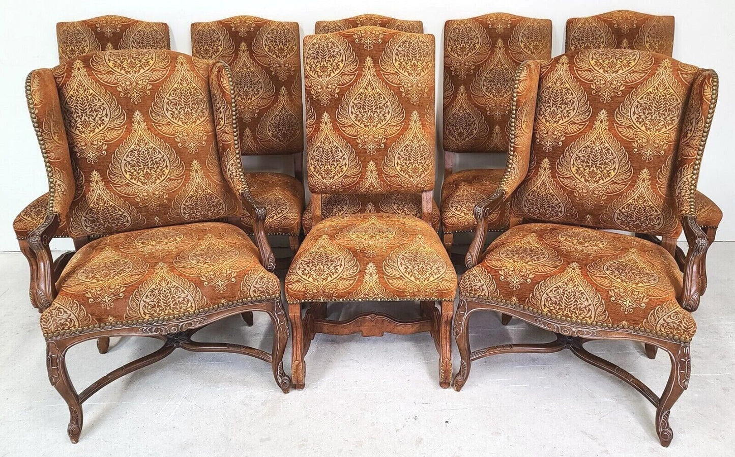 (8) Os De Mouton Wingback Dining Chairs by CENTURY FURNITURE