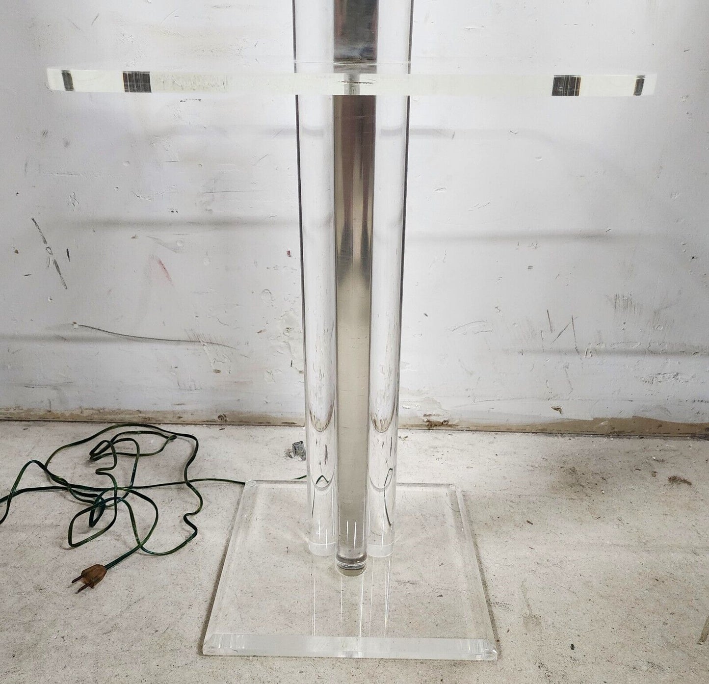 Lucite Floor Lamp with Table Vintage 1980s