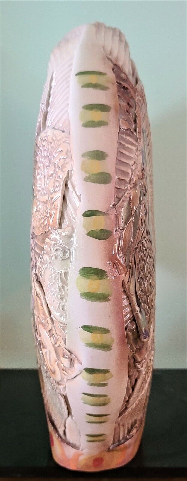 Large GAIL MARKIEWICZ Patchwork Heart Vase Studio Art Pottery