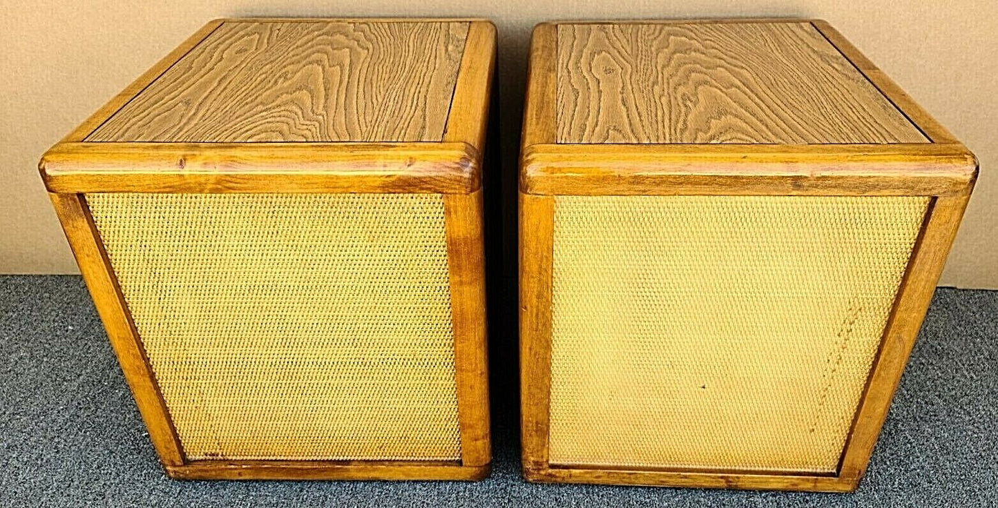 Vtg Pair Of GLENN of CALIFORNIA Mid Century Modern Wicker Accented Nightstands