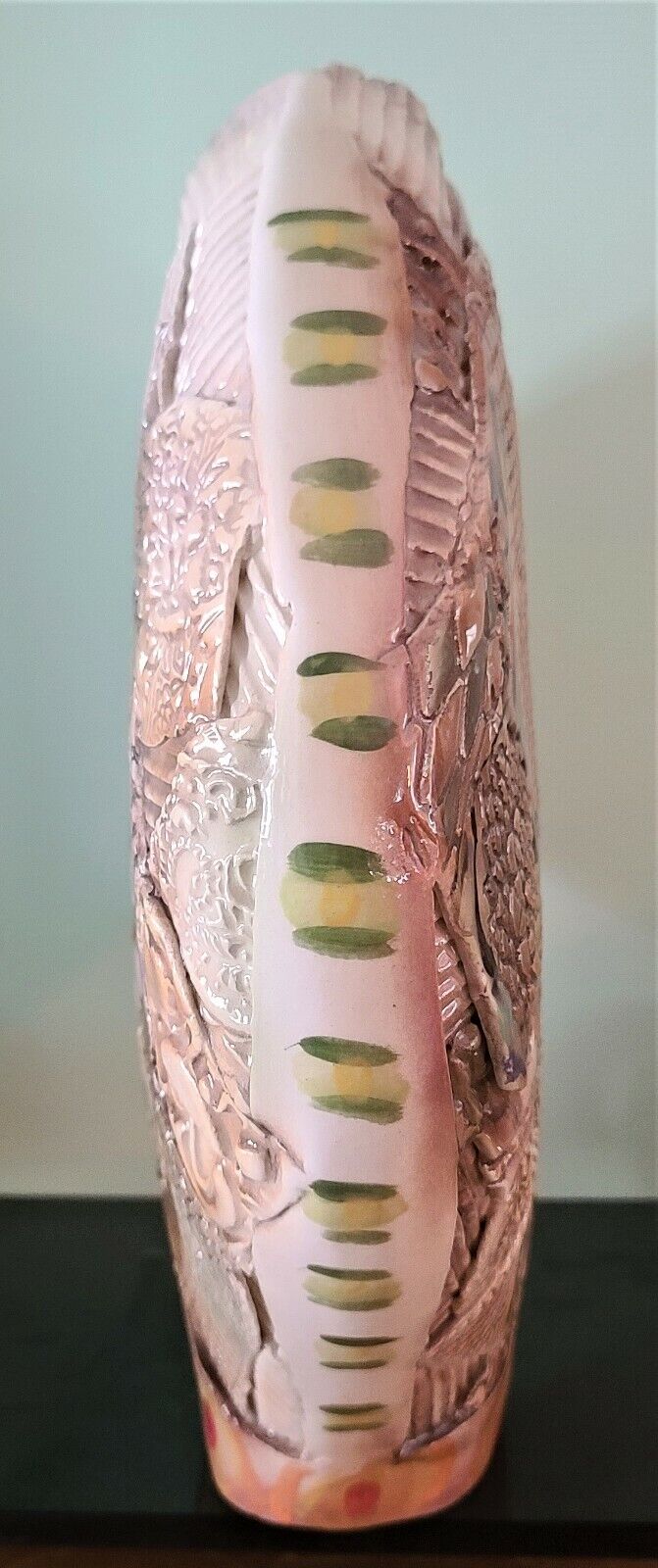 Large GAIL MARKIEWICZ Patchwork Heart Vase Studio Art Pottery