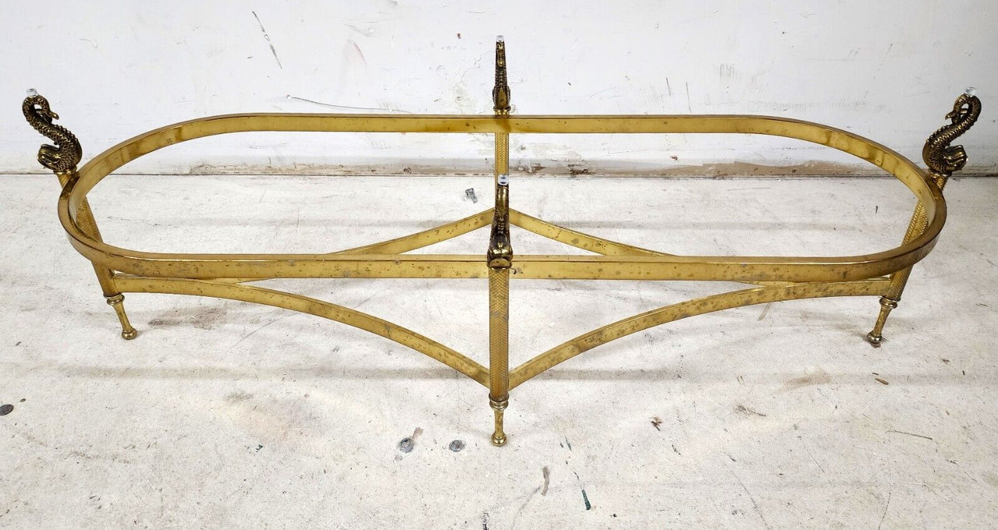 Italian Brass Coffee Table with Dolphins Supporting Glass Top