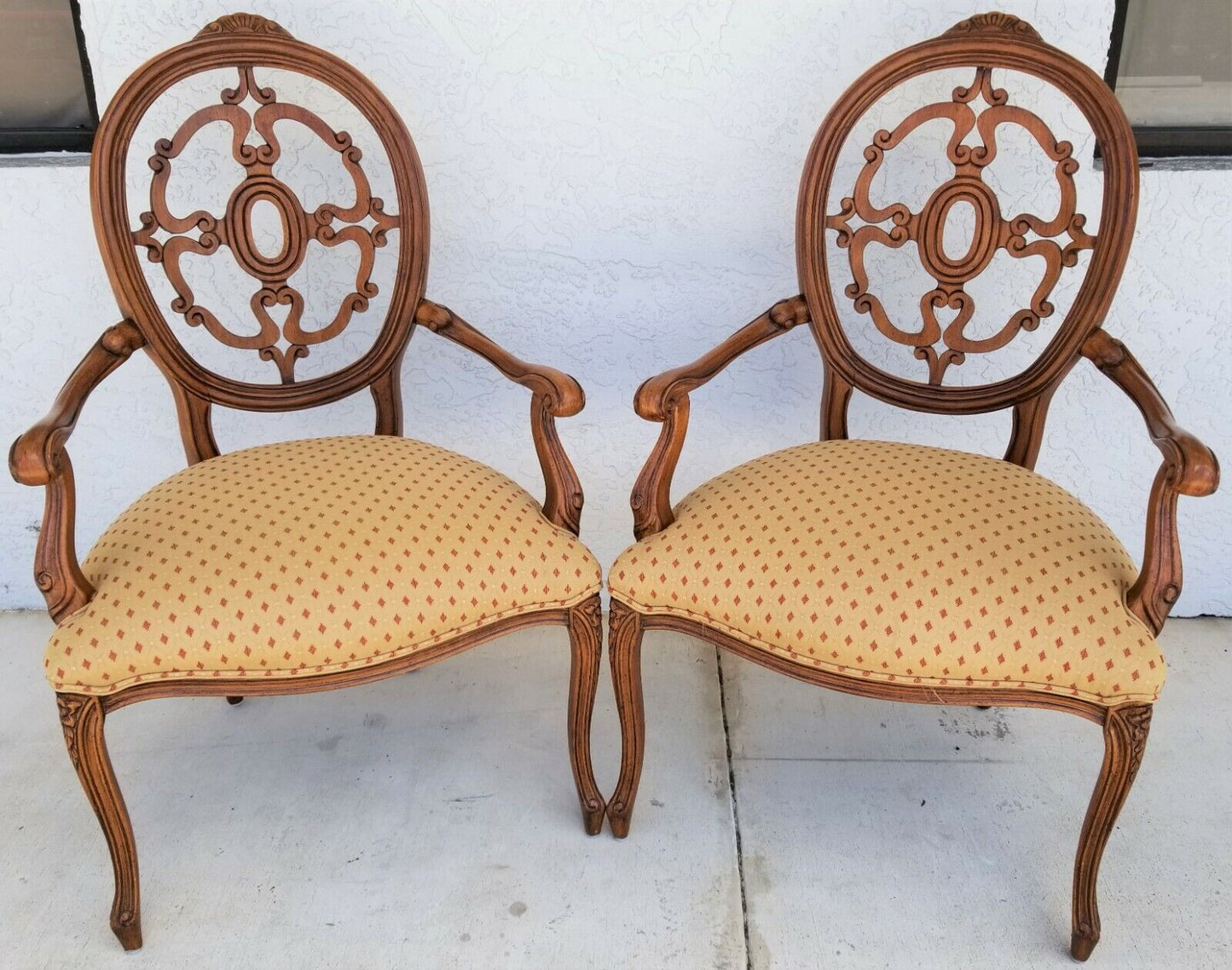 Sheraton Style Accent Dining Statement Armchairs - A Pair