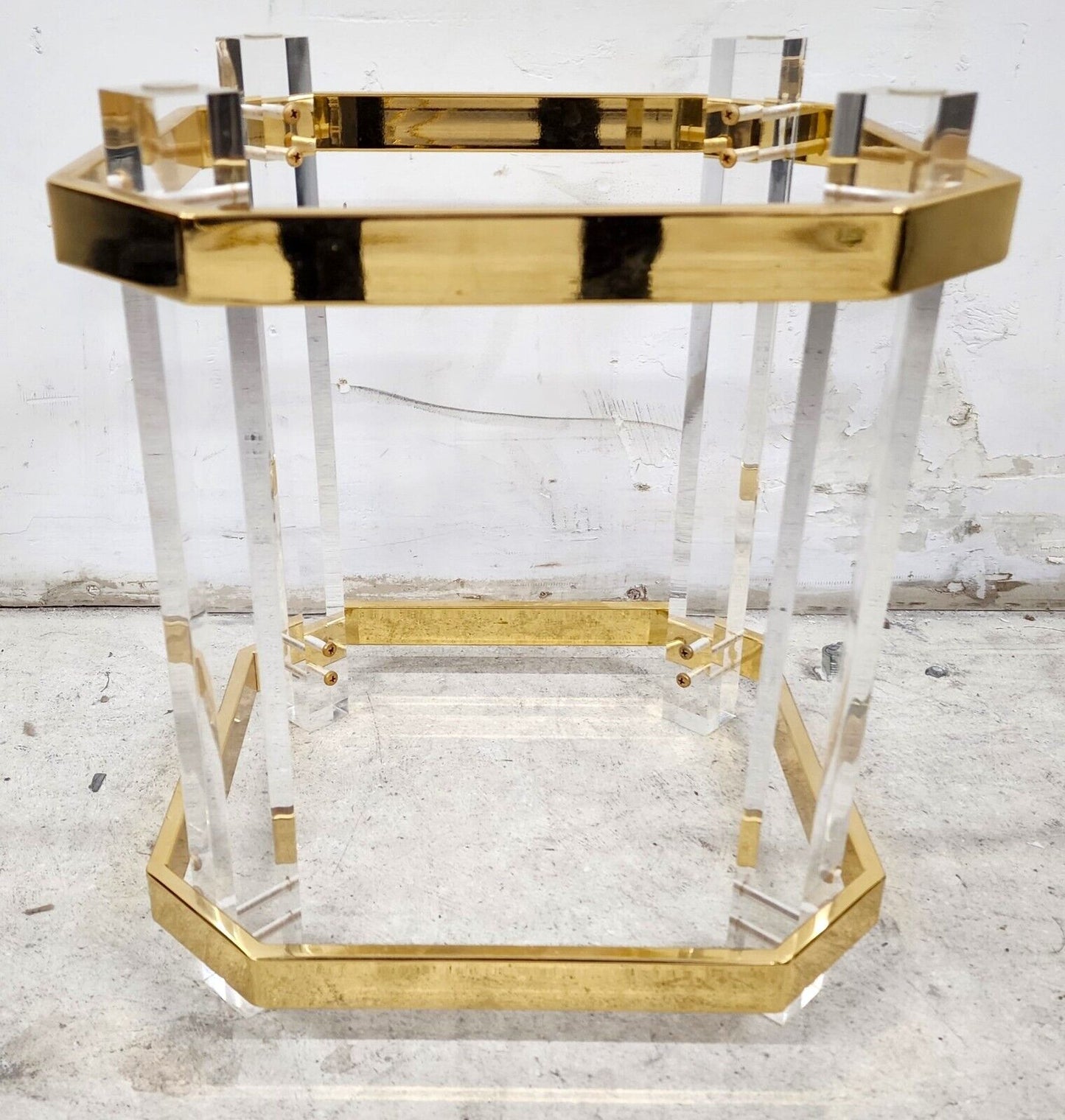 Lucite Side Coffee Table CHARLES HOLLIS JONES Style 24 Karat Gold Plated Petite