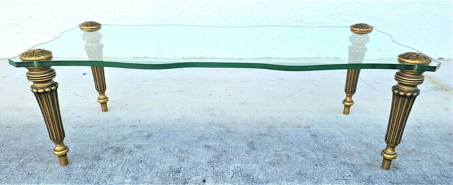 FRANCISCO HURTADO Style Sculptural Hollywood Regency Glass Coffee Cocktail Table