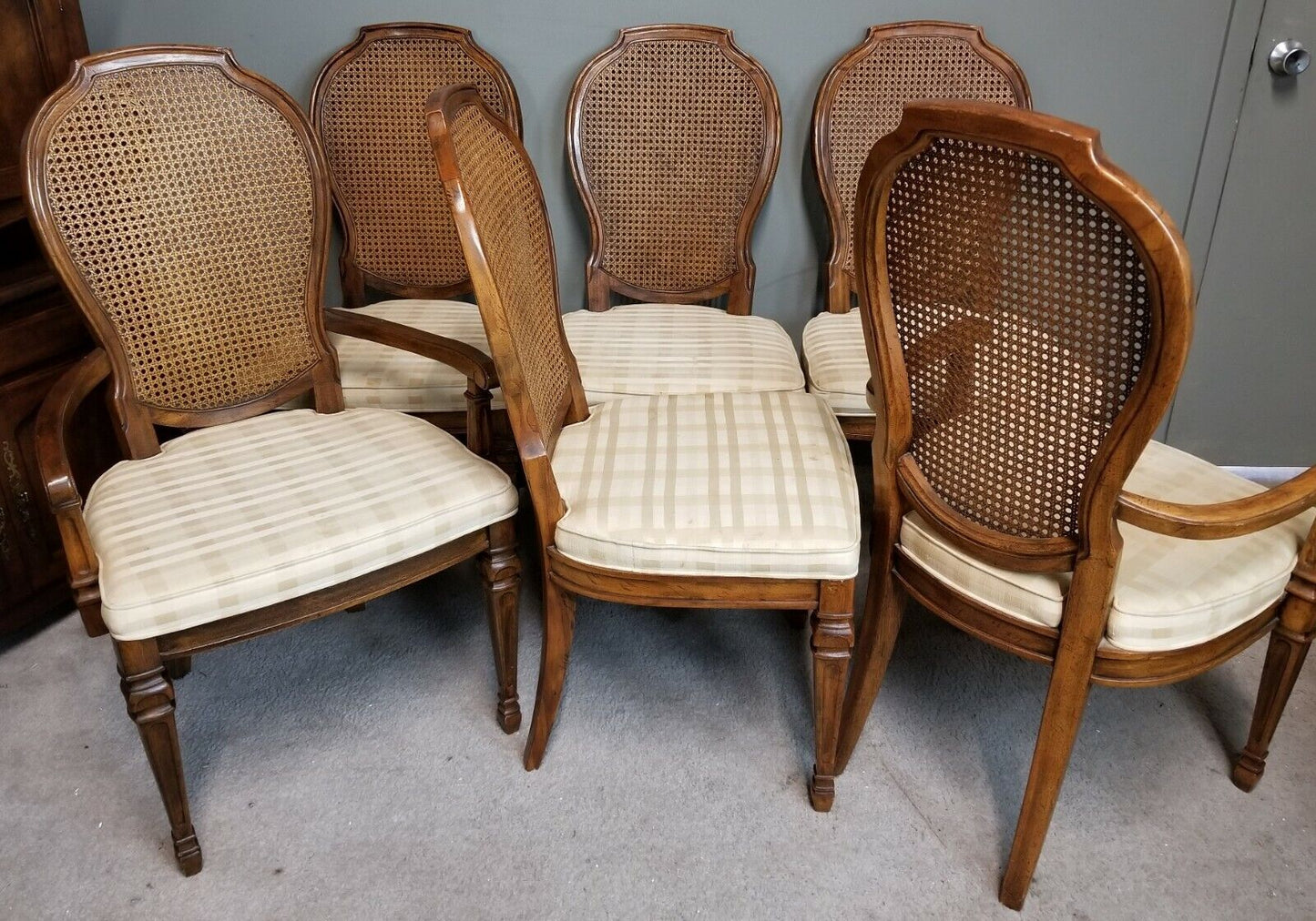 Mid Century Modern Vintage DREXEL Klismos Caned High Back Dining Chairs Set of 6