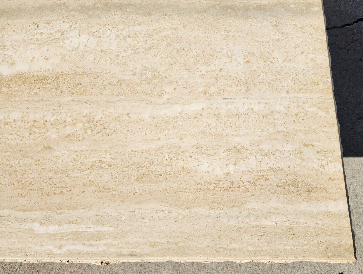 Italian Live Edge Travertine Polished Coffee Table 1970s by STONE INTERNATIONAL