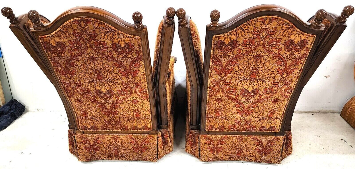 Pair of Oversized Regal French Wingback Armchairs by CENTURY FURNITURE