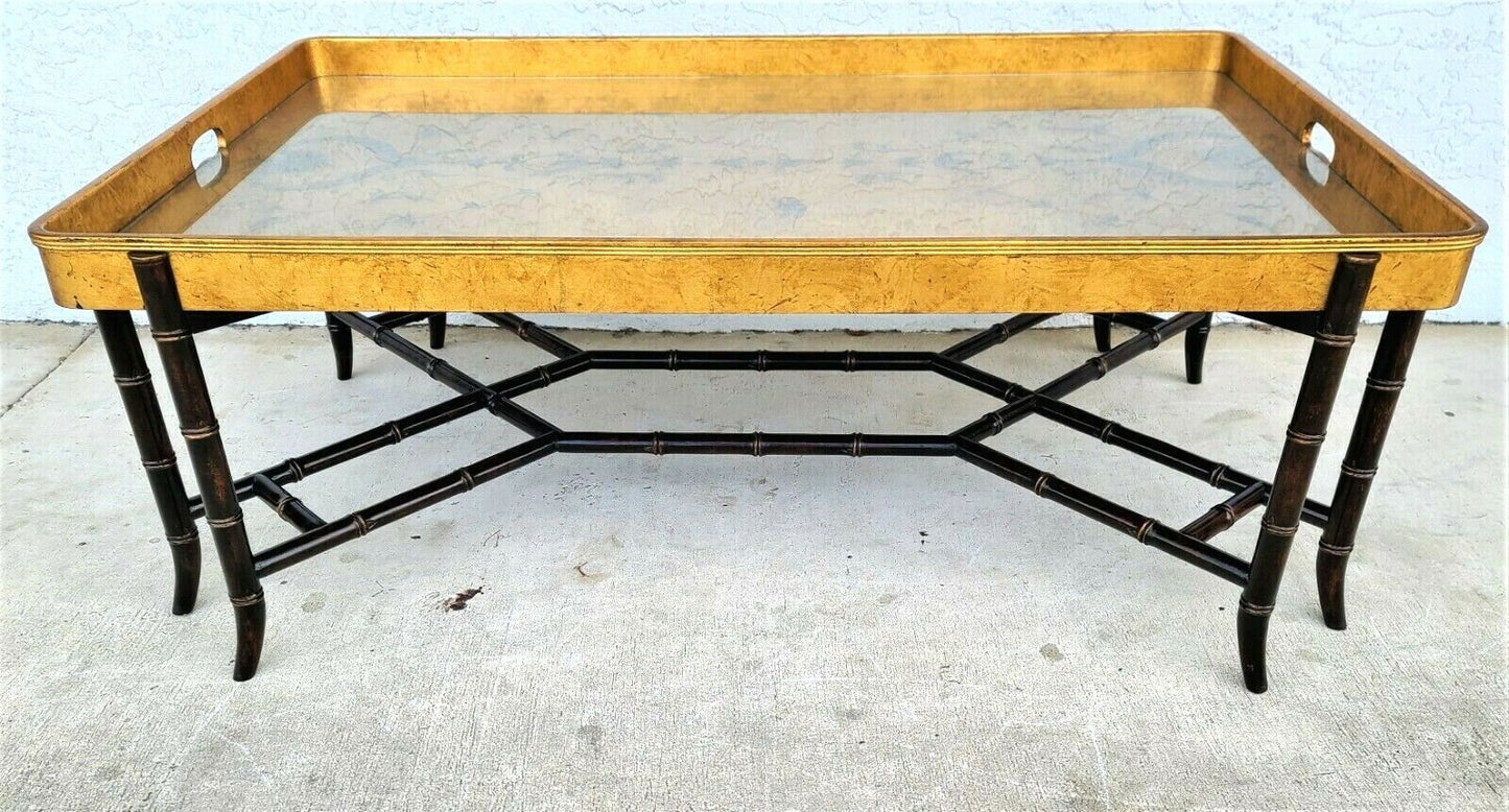 EJ VICTOR Gilt Tray Top Faux Bamboo Cocktail Coffee Table