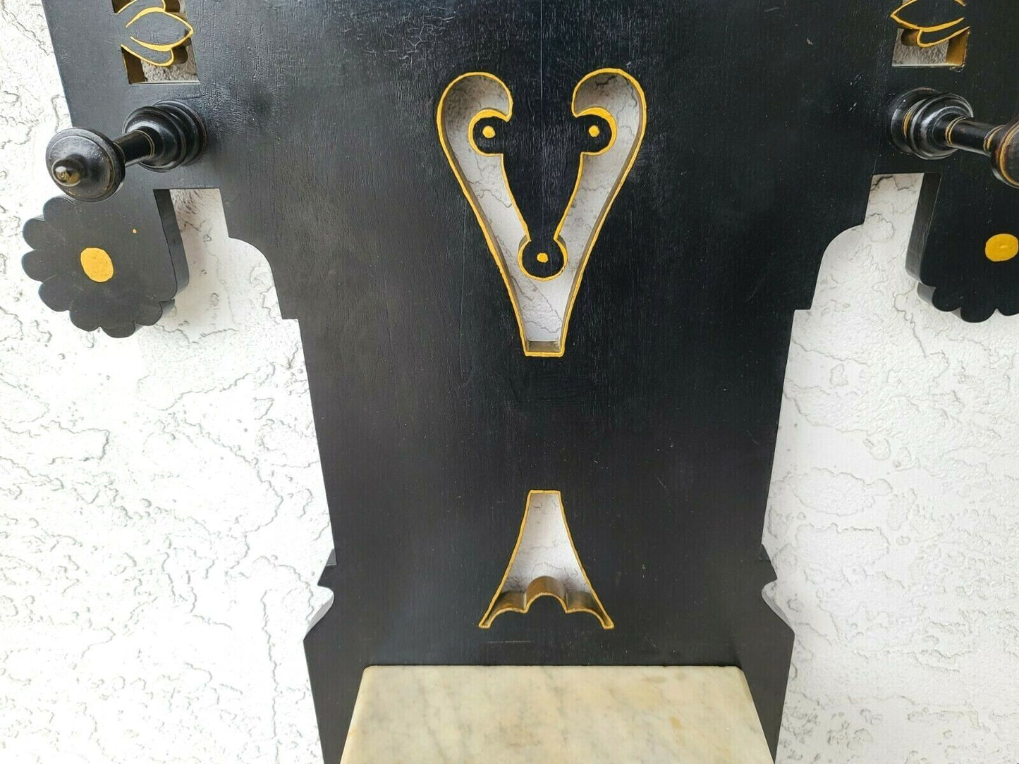 Antique M & H Solid Wood Hall Tree with Marble Top and Drawer