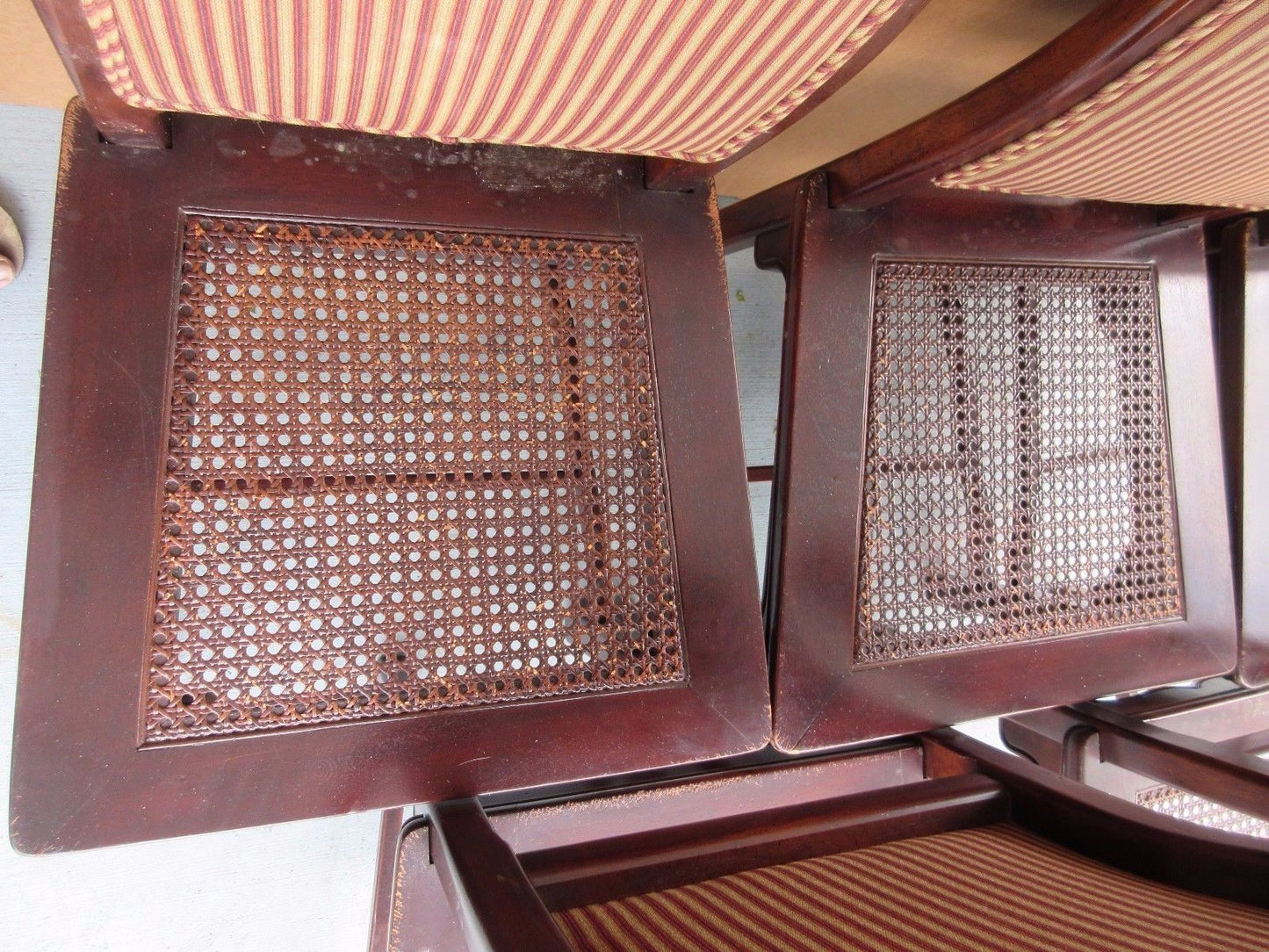 (5) Vintage HENREDON ASIAN COLLECTION Cane Upholstered Back Mahogany Dining Chairs