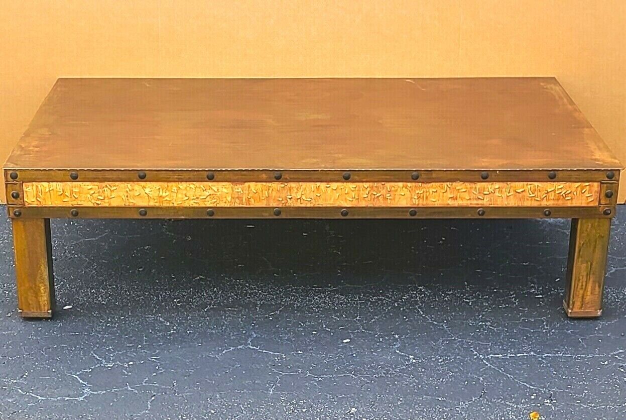 Huge Copper Coffee Cocktail Table 73" x 49"