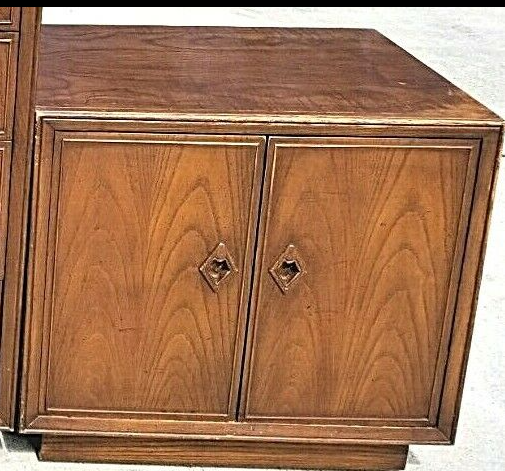 (2) Vintage WHITE FINE FURNITURE COMPANY Campaign Style Walnut Nightstands ONLY