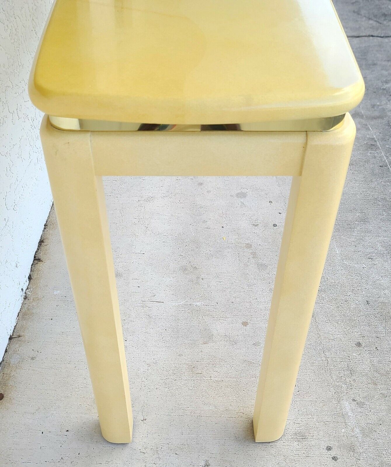 KARL SPRINGER Style Faux Lacquered Goatskin Console Sofa Table