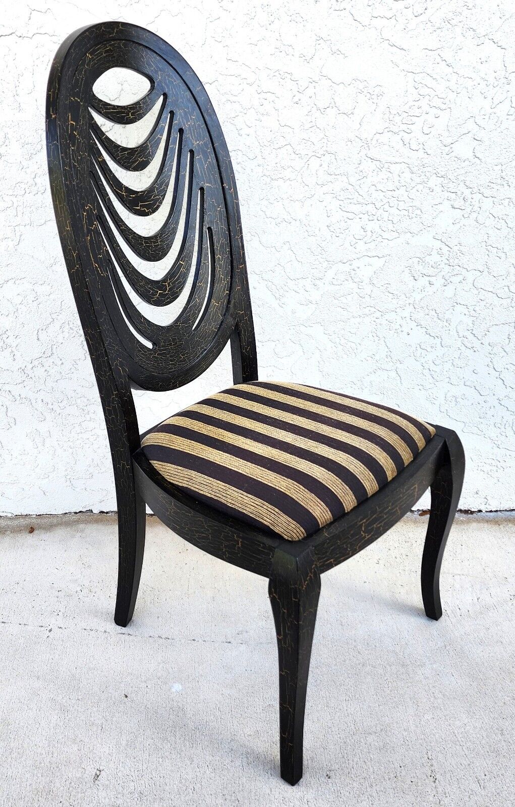 Set of 6 Draped Back Solid Wood Dining Chairs