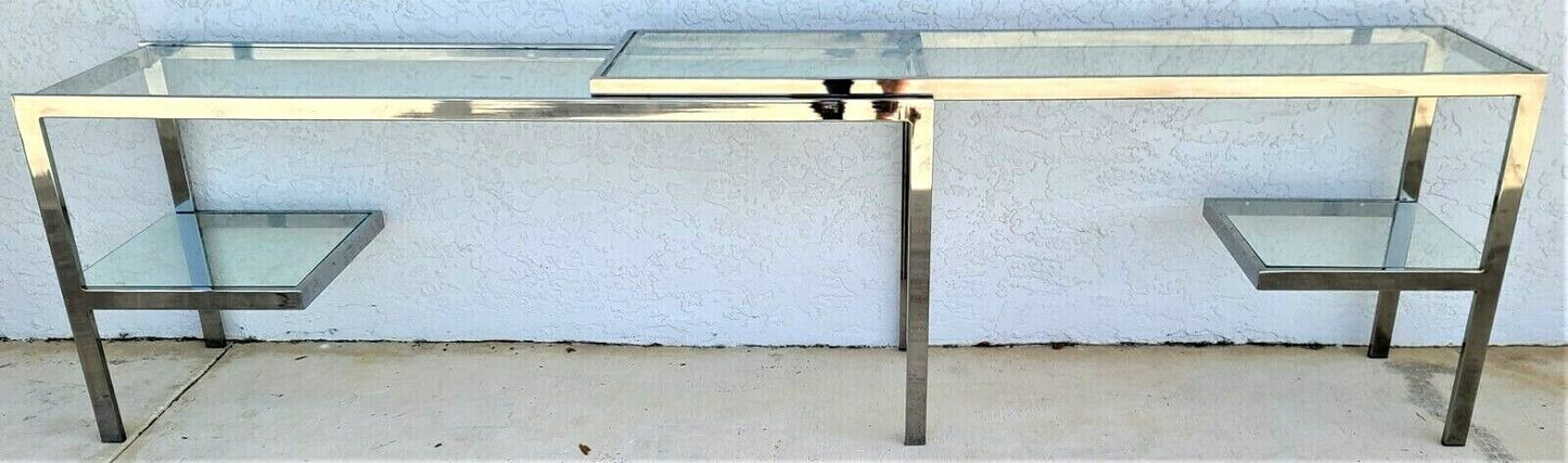 Mid Century Modern Metal and Glass Console Table 52"
