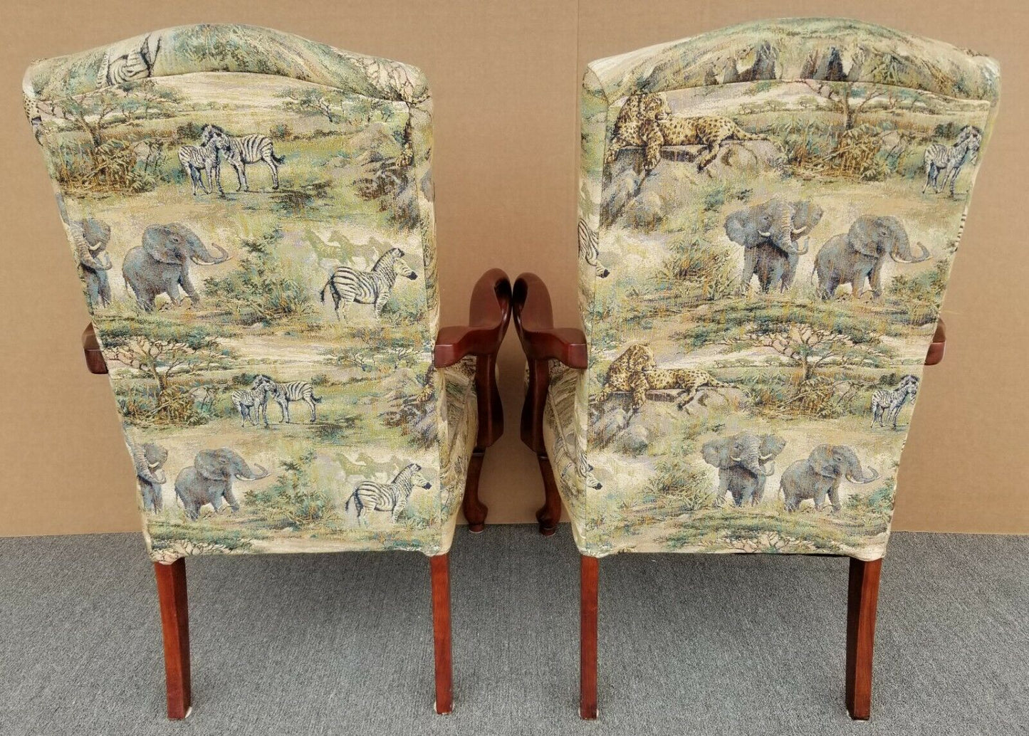 Pair of African Safari Style Accent Dining Armchairs by BEST CHAIR COMPANY