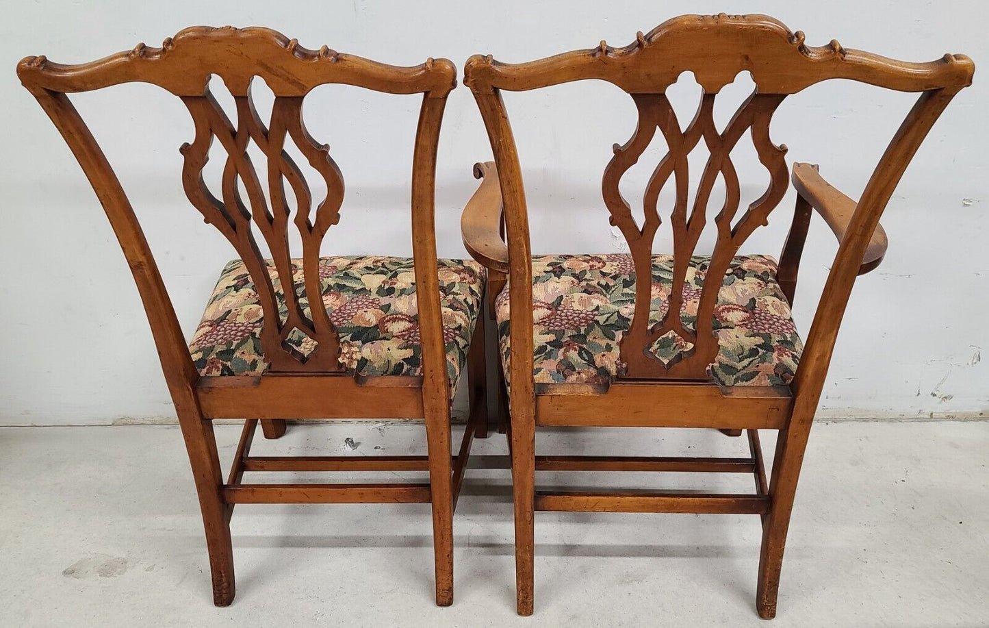 Antique 1930s Set of 6 Mahogany Chippendale Dining Chairs