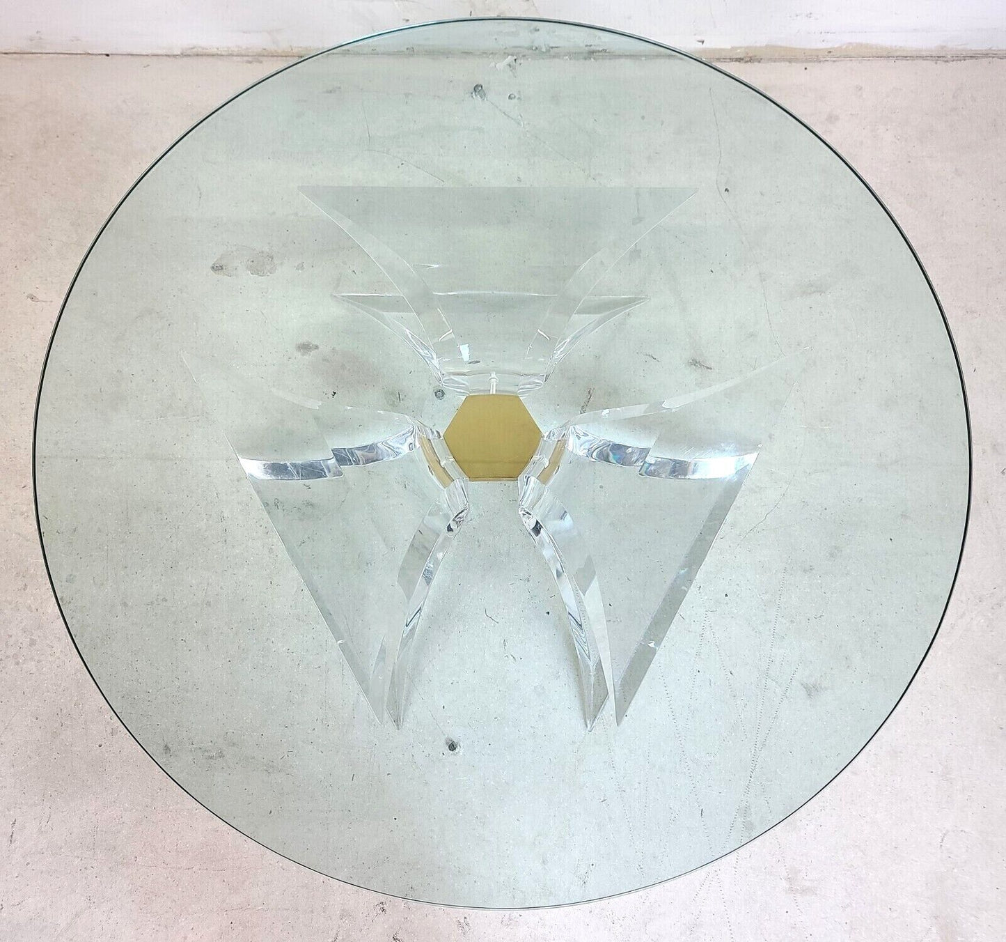 Vintage Signed Butterfly Lucite Brass & Glass Coffee Table by LION IN FROST