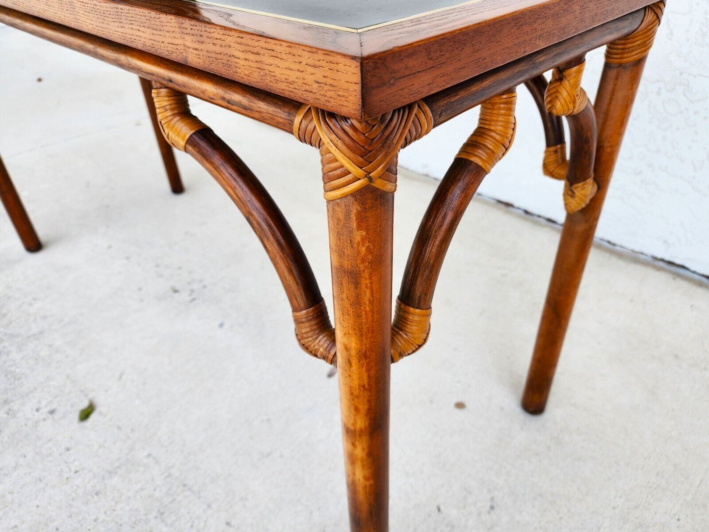 Bamboo Console Sofa Table Vintage 1970s Boho MCM