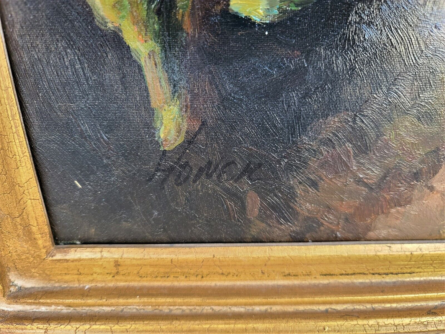 Huge Framed Signed HONER Still Life Autumn Harvest Oil Painting on Canvas