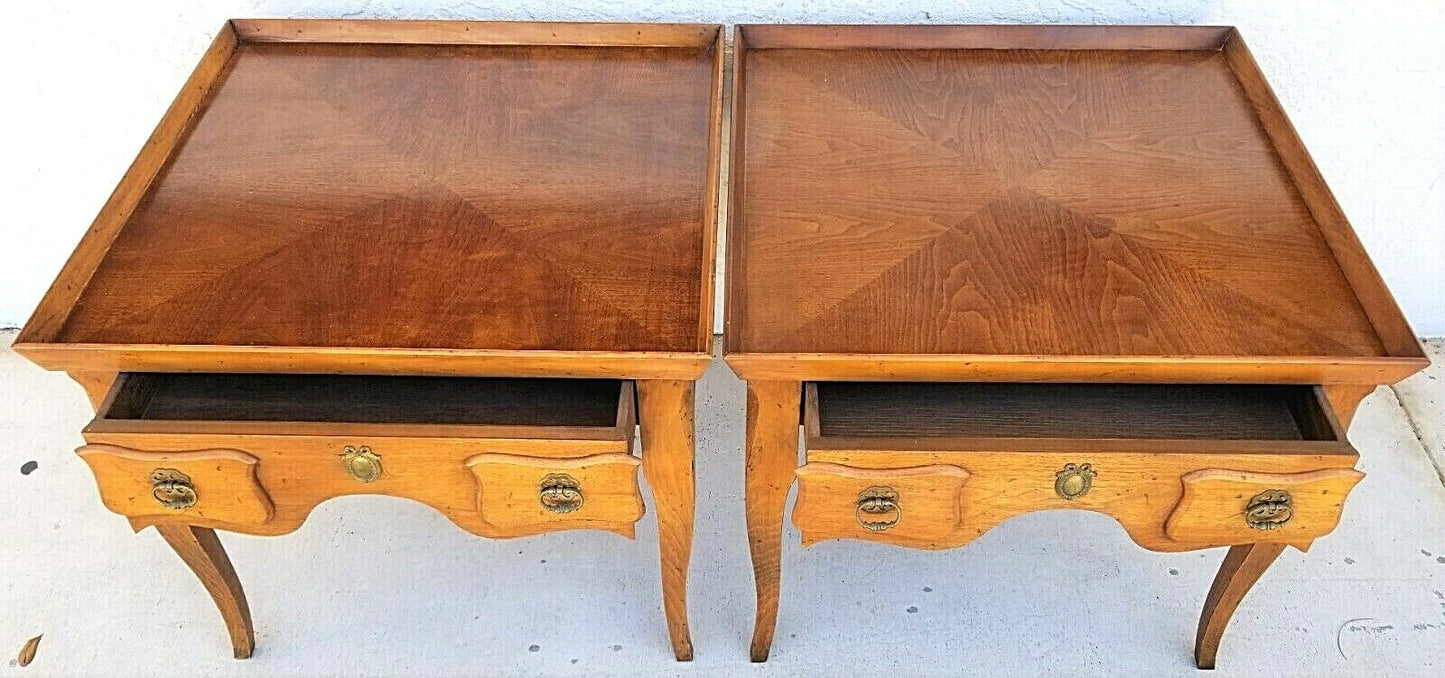 1950's Pair of BAKER MILLING ROAD French Country Solid Wood Side End Tables