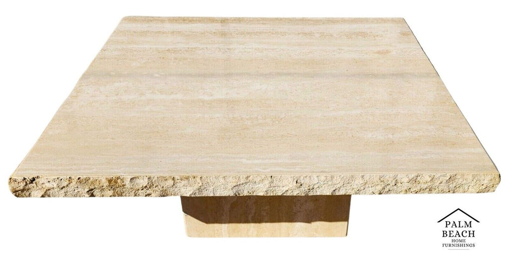 Italian Live Edge Travertine Polished Coffee Table 1970s by STONE INTERNATIONAL