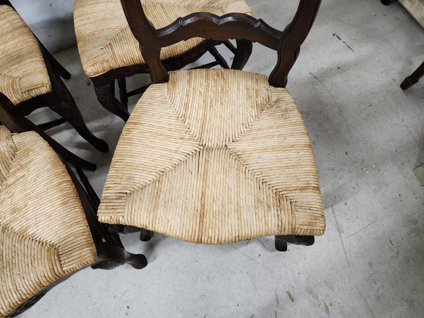 Country French Dining Chairs Rush Seat Ladderback Mid Century (6)