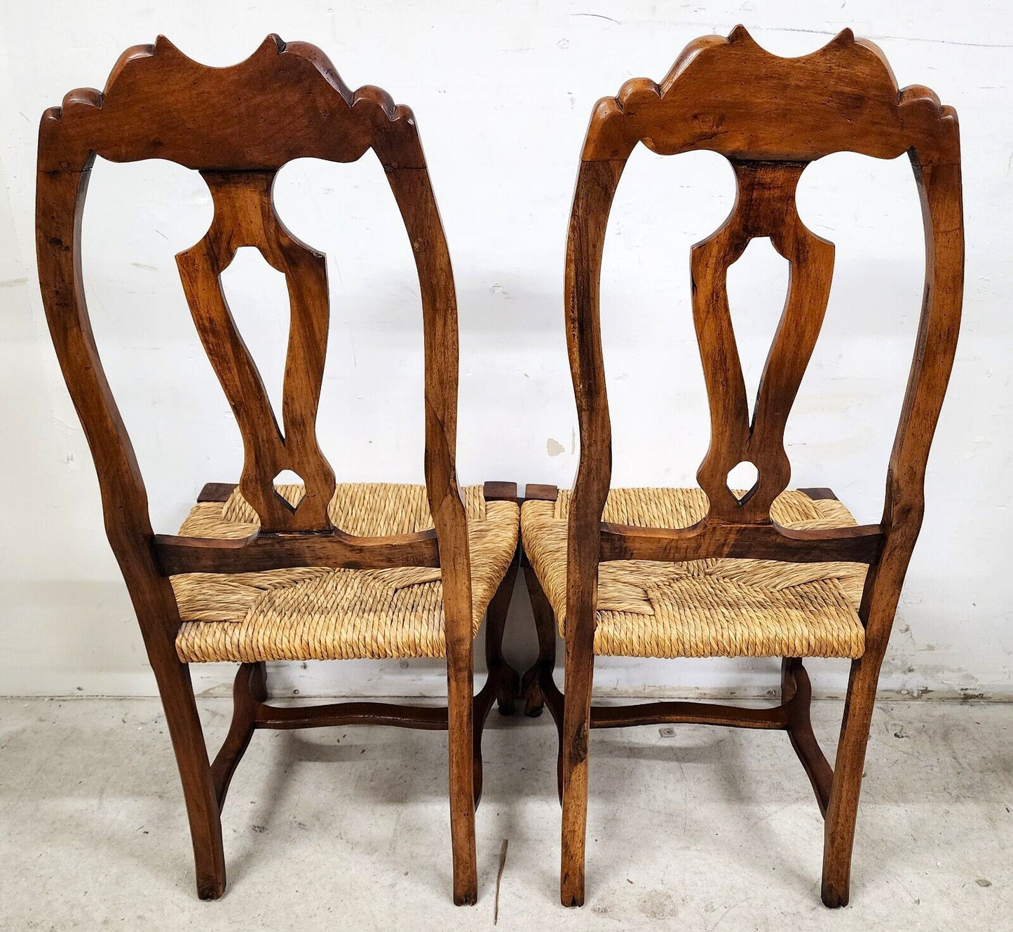 Italian Venetian Dining Chairs Walnut Rush Seat Hand Made (6)