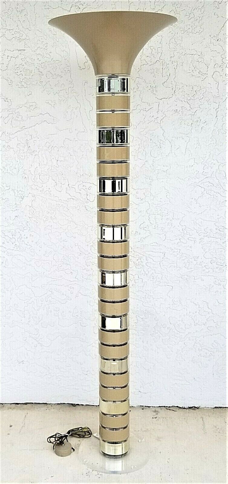 MCM 1980's Lucite Torchiere Mid Century Modern Floor Lamp by OPTIQUE 68"