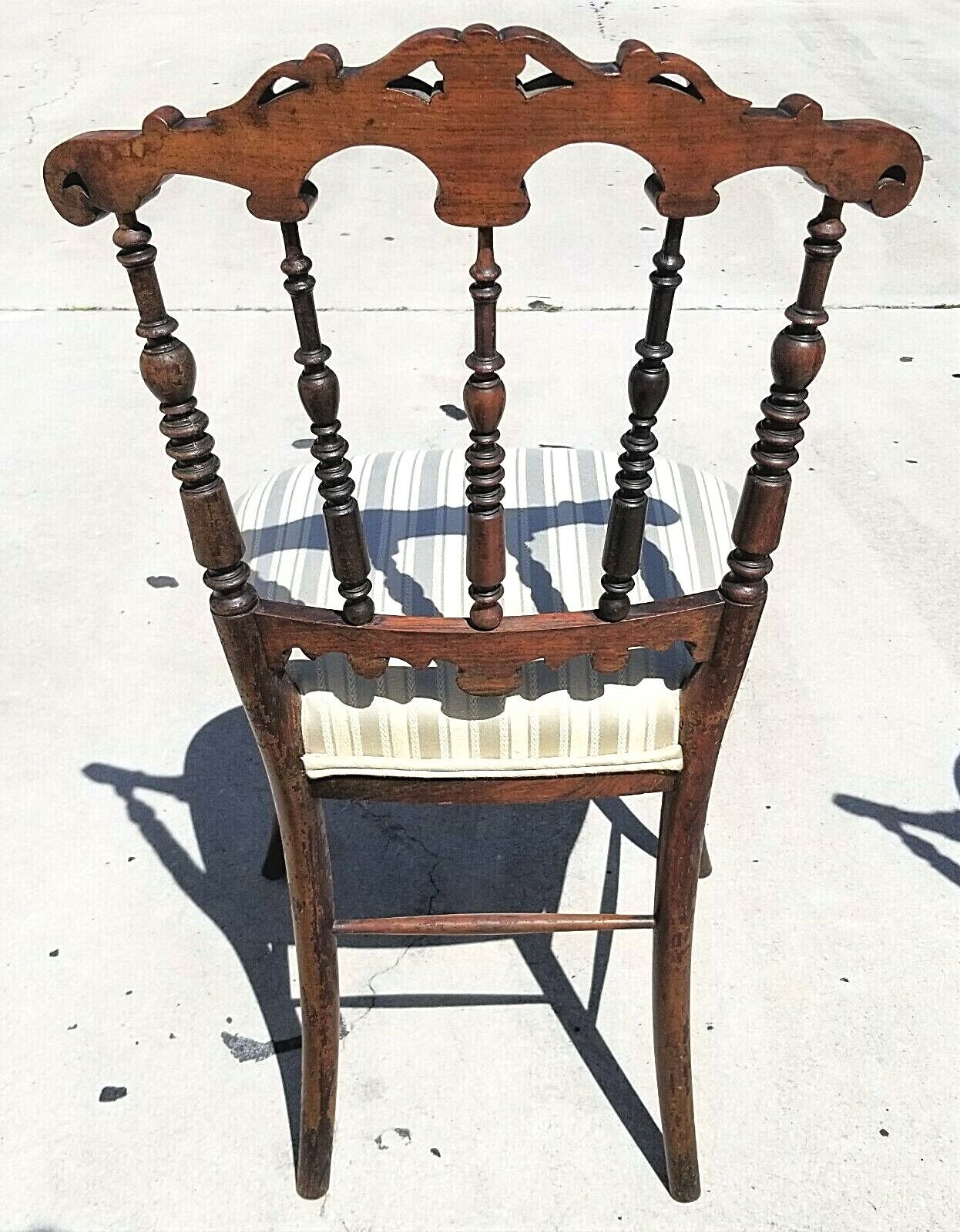 Antique Hand Carved Mahogany Chiavari Vanity Desk Accent Dining Chair