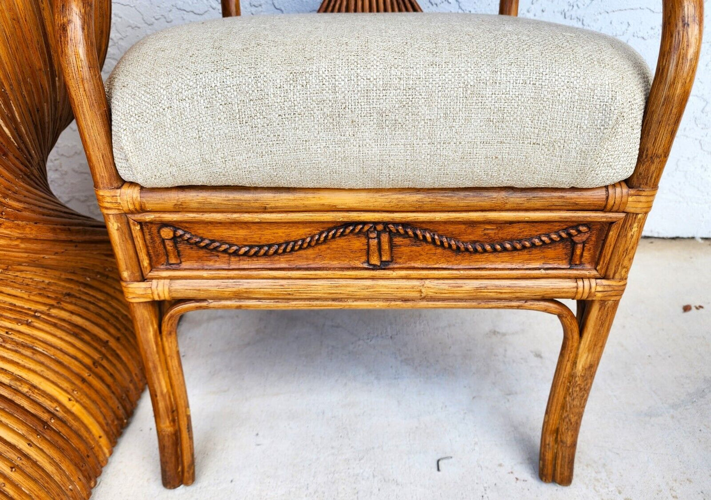 Bamboo Dining Set Rattan Wheat Back Chairs 5 Piece