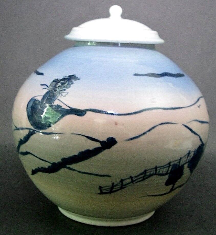 1978 Rex Fogt Signed Hand Painted Porcelain Lidded Jar Art Pottery Toledo Museum