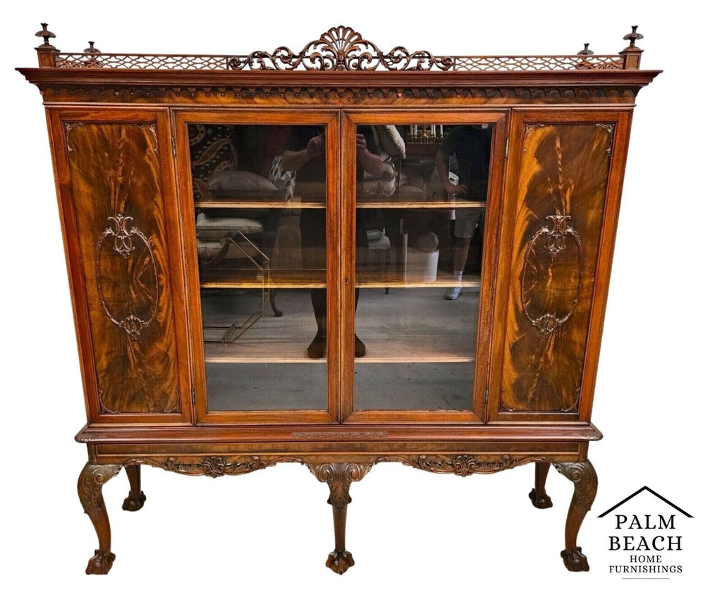 Antique China Cabinet Chippendale in Walnut by ROYAL FURNITURE Co