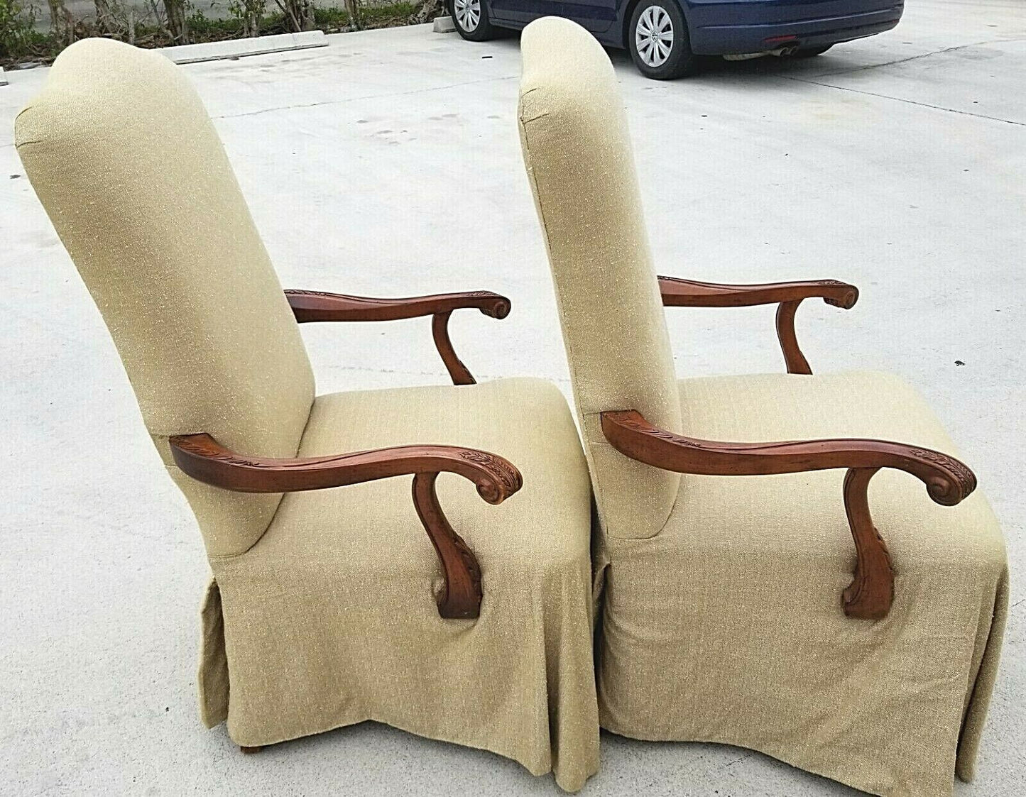 Exceptional Pair of Italian Provincial Throne Host Statement Carved Armchairs