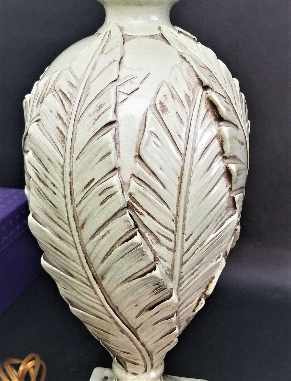 BRADBURN GALLERY Tropical Coastal Palm Leaves Crackle Finish Table Lamp