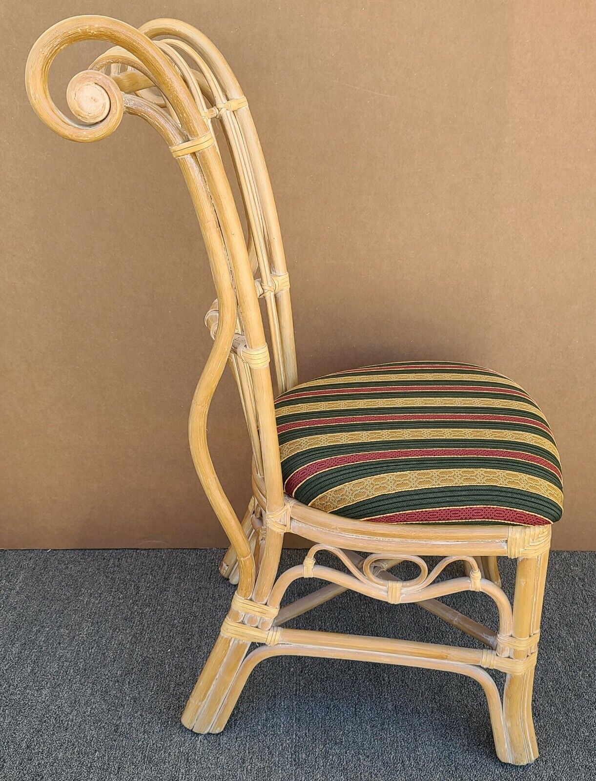 GARCIA IMPORTS Scroll Back Bentwood Bamboo Rattan Desk Dining Accent Chair Spain