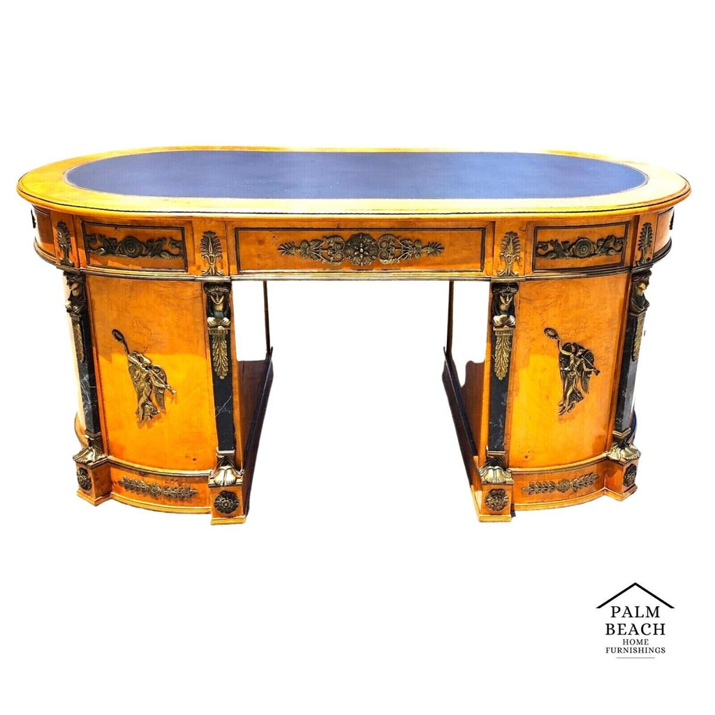 French Louis XV Style Ormolu Olive Birdseye Maple Desk