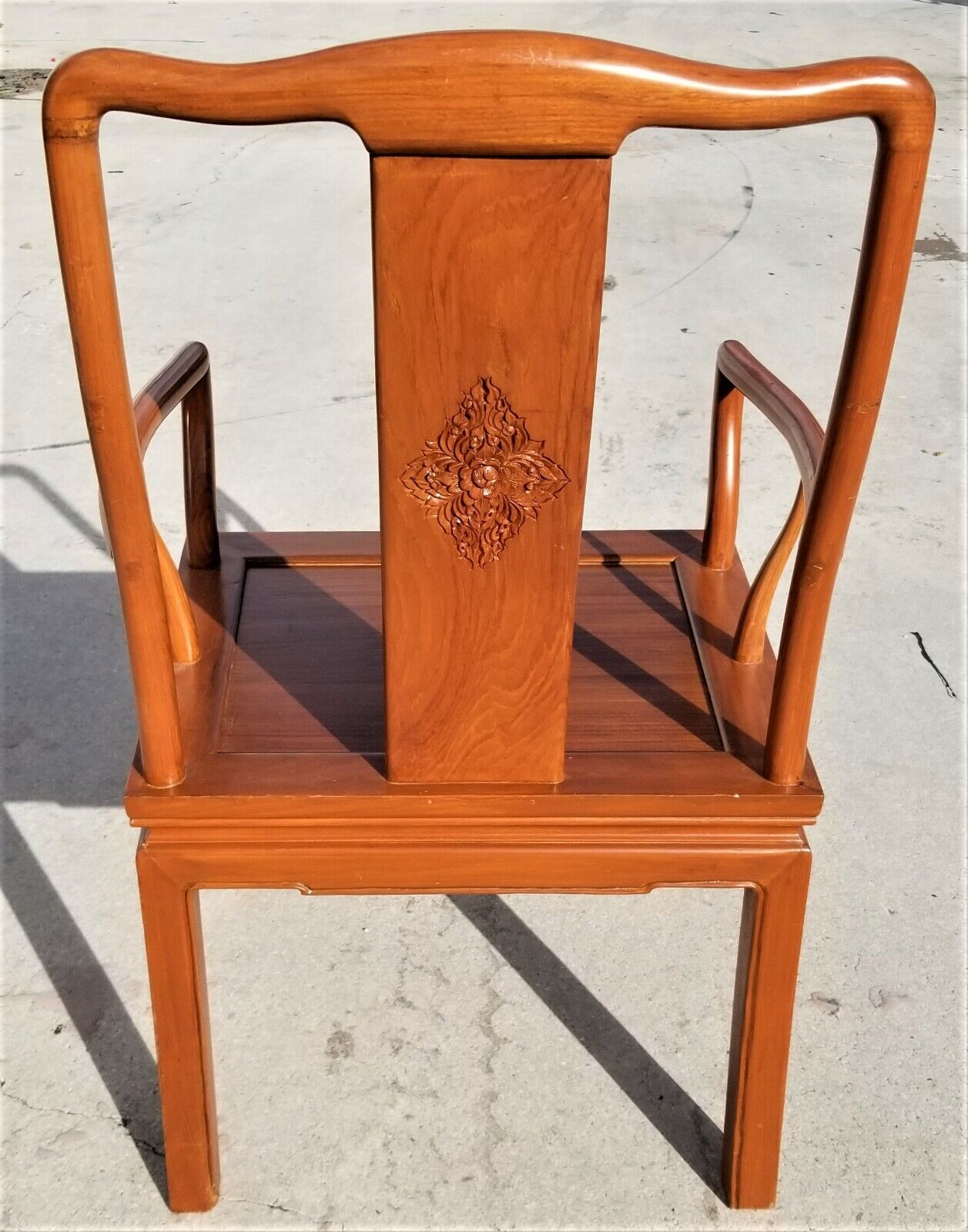 HENREDON Style Yoke Asian Chinoiserie Solid Wood Dining Accent Desk Armchair