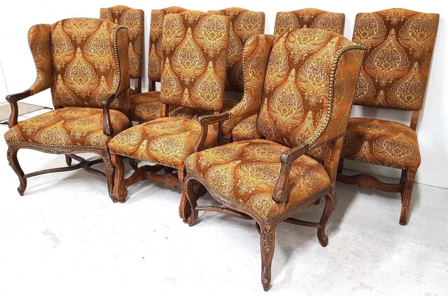 (8) Os De Mouton Wingback Dining Chairs by CENTURY FURNITURE
