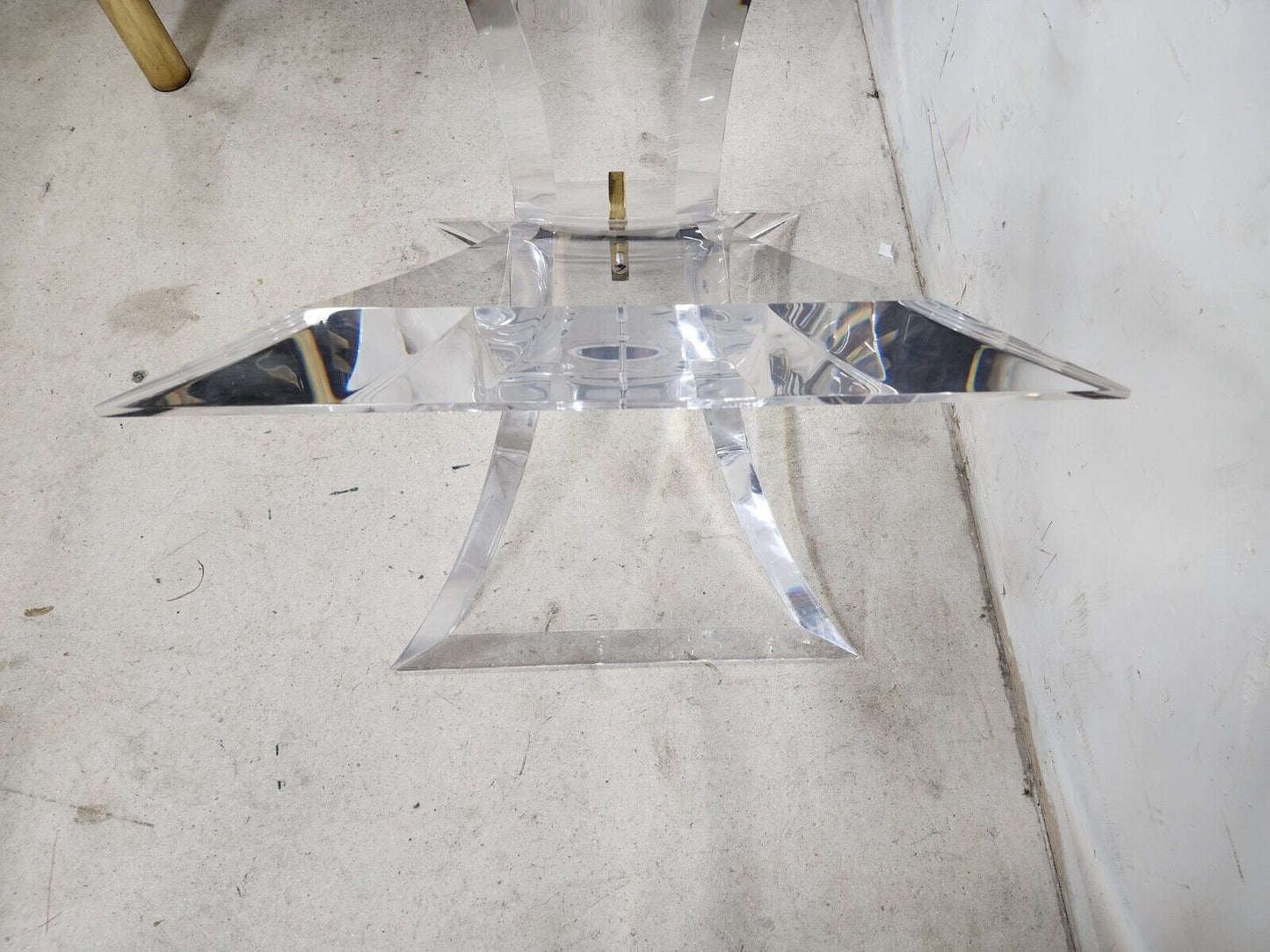 MCM Lucite Dining Table With Glass Signed by Lion In Frost