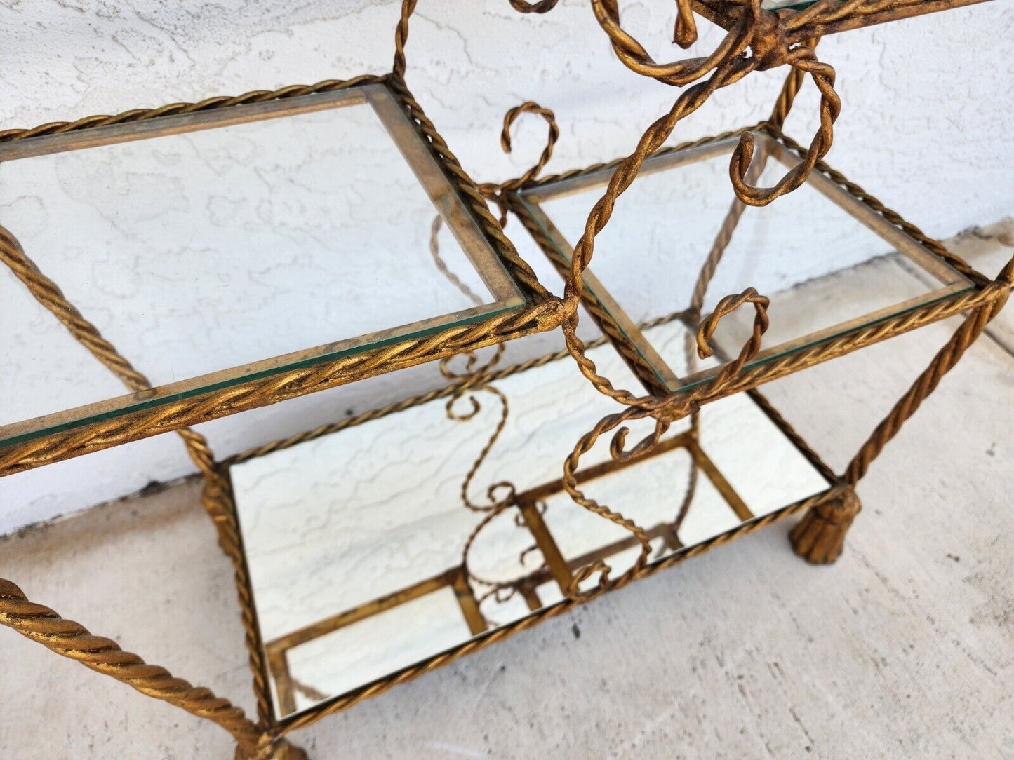 Rope Tassel Gilt Table Shelves Vintage