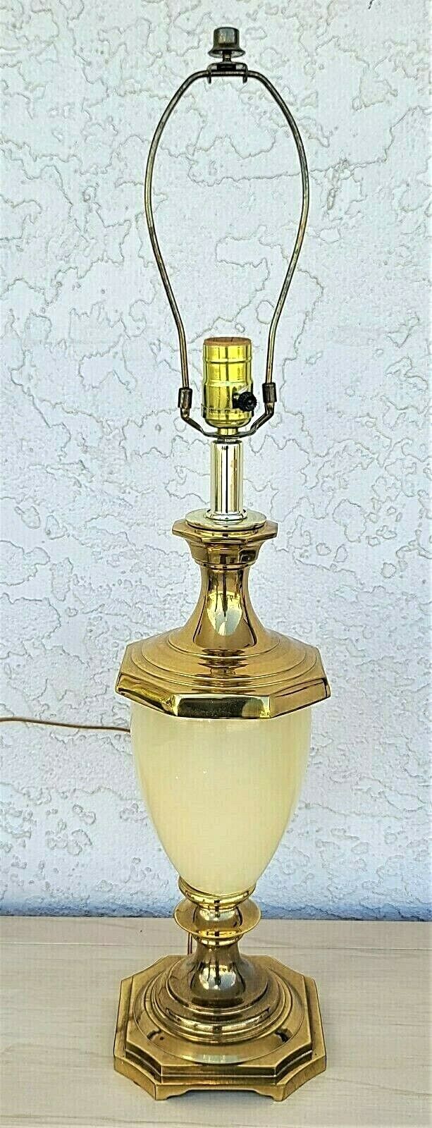 Vintage Art Deco High End Solid Brass and Opaline Table Lamp