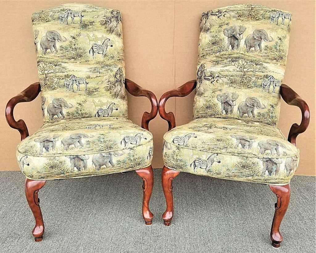 Pair of African Safari Style Accent Dining Armchairs by BEST CHAIR COMPANY